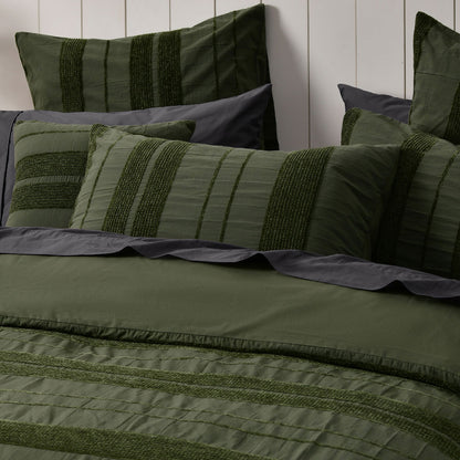 Bianca Avery Forest Chenille Striped Quilt Cover Set Queen - Image 3