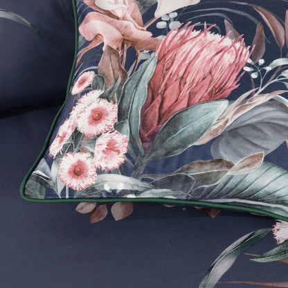 Bianca Balwyn Navy Cotton Sateen Botanical Quilt Cover Set Queen - Image 4
