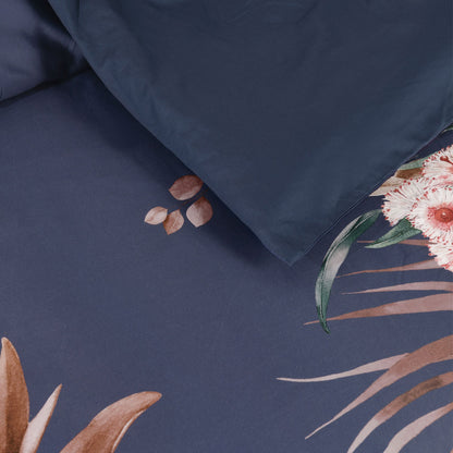 Bianca Balwyn Navy Cotton Sateen Botanical Quilt Cover Set Queen - Image 5