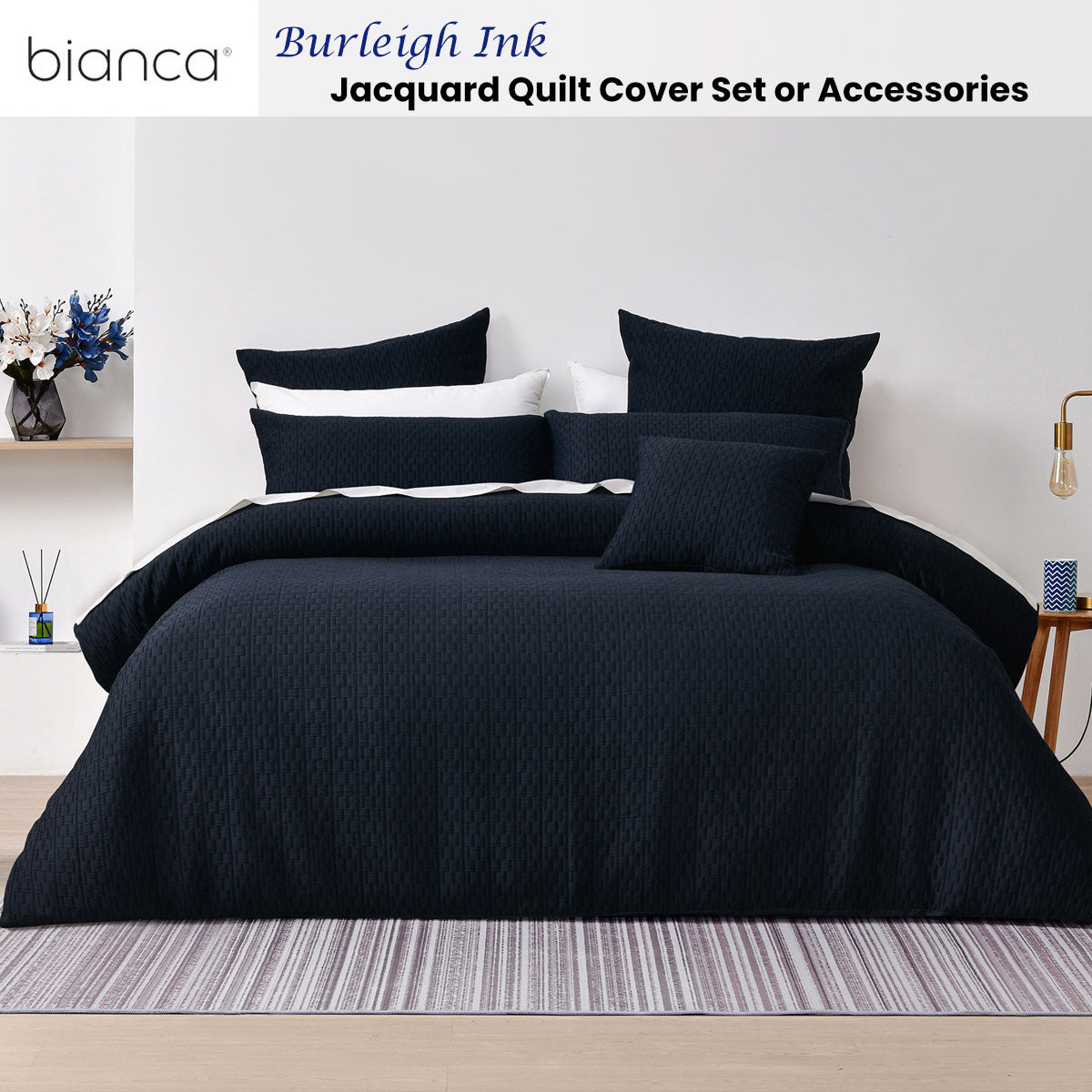 Bianca Burleigh Ink Jacquard Quilt Cover Set Super King - Image 2