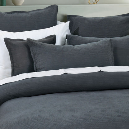 Bianca Hallston Charcoal Pre-Washed Cotton Quilt Cover Set Super King - Image 3