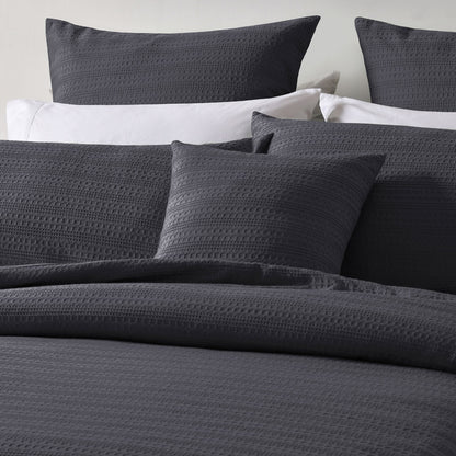 Bianca Kahlani Charcoal Waffle Quilt Cover Set King - Image 3