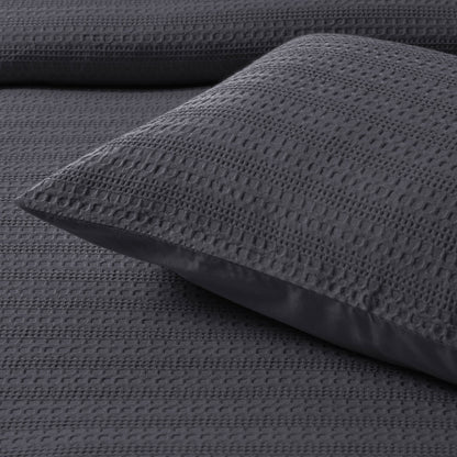 Bianca Kahlani Charcoal Waffle Quilt Cover Set Queen - Image 4
