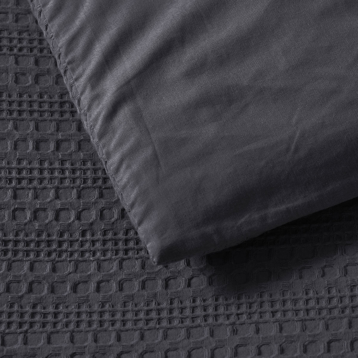 Bianca Kahlani Charcoal Waffle Quilt Cover Set Queen - Image 5