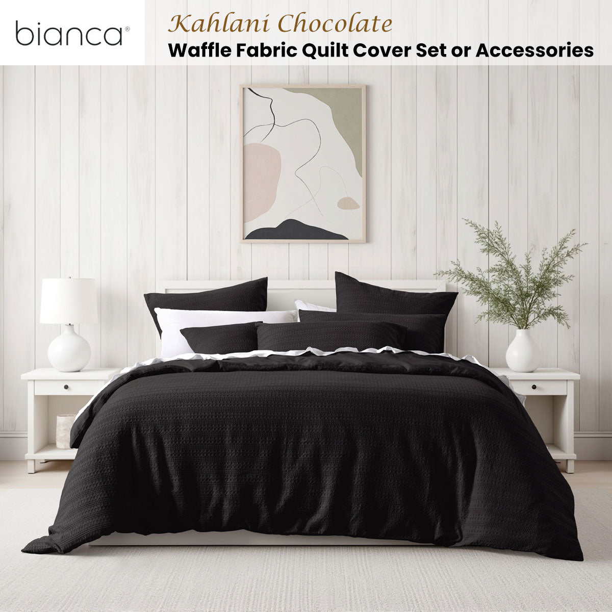 Bianca Kahlani Chocolate Waffle Quilt Cover Set Super King - Image 2