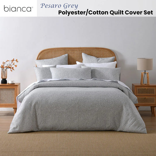 Bianca Pesaro Grey Polyester Cotton Quilt Cover Set King - Image 2
