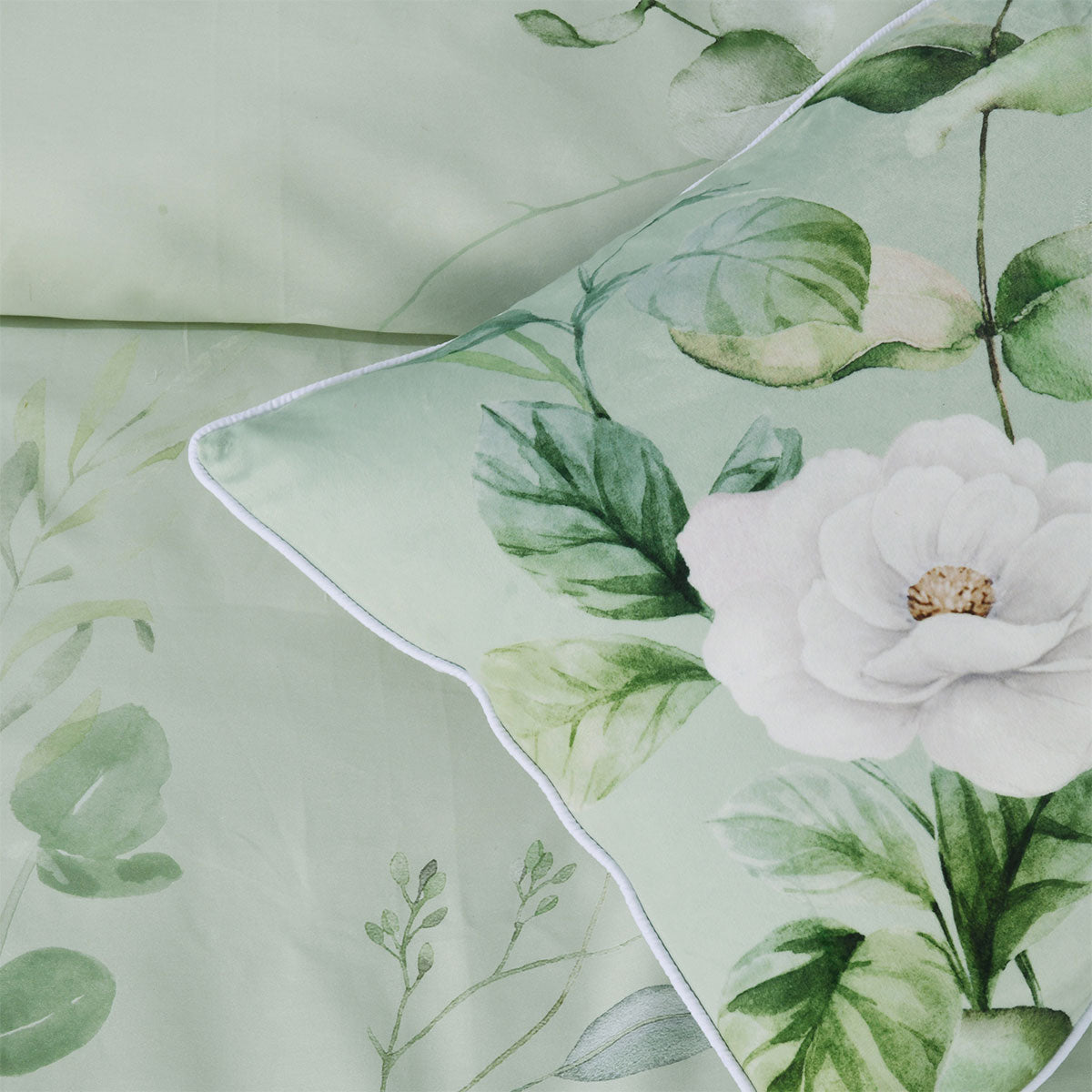 Bianca Salisbury Sage Floral Cotton Sateen Quilt Cover Set Super King - Image 4