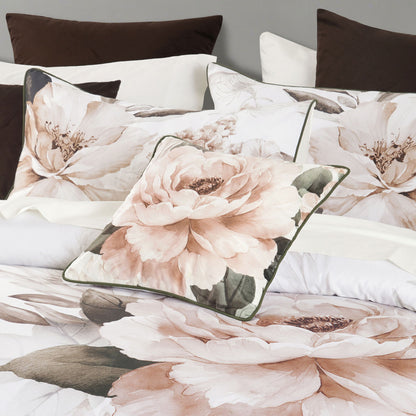 Bianca Somerset White Cotton Sateen Floral Quilt Cover Set King - Image 3