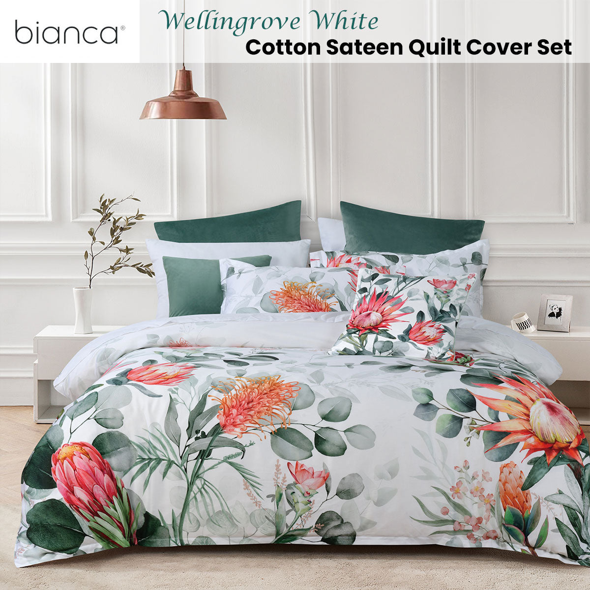 Bianca Wellingrove White Cotton Sateen Quilt Cover Set Queen - Image 2