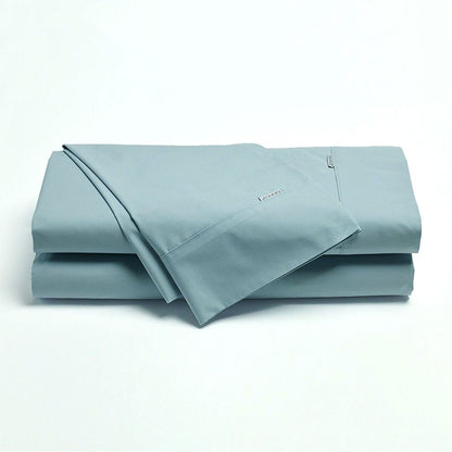 Bianca Heston Cotton Percale Sheet Set Steel Blue King Single
