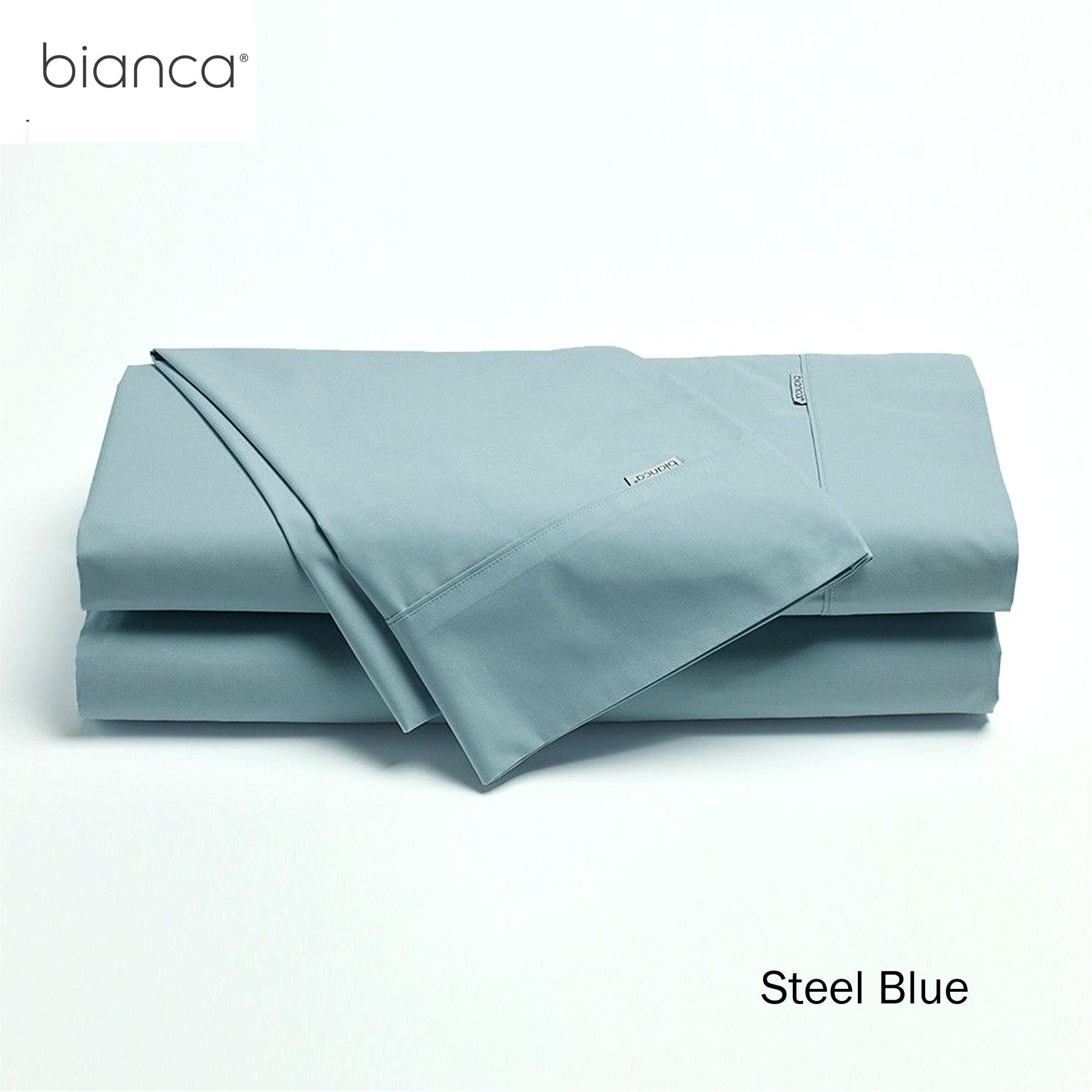 Bianca Heston Cotton Percale Sheet Set Steel Blue King Single - Image 2