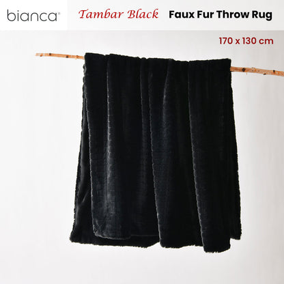 Bianca Tambar Black Faux Fur Throw Rug 130 x 170 cm - Image 2