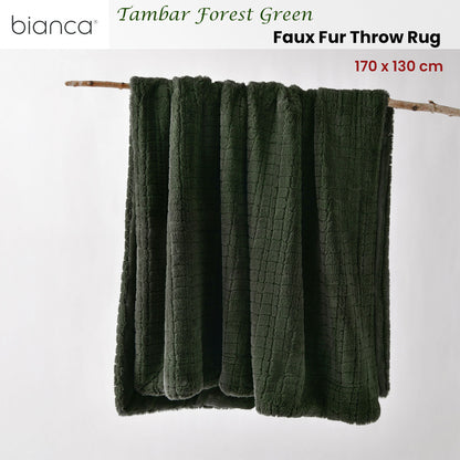 Bianca Tambar Forest Green Faux Fur Throw Rug 130 x 170 cm - Image 2