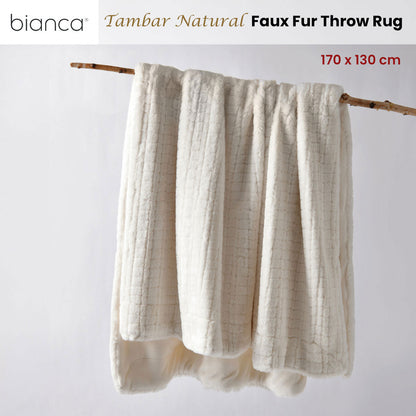 Bianca Tambar Natural Faux Fur Throw Rug 130 x 170 cm - Image 2