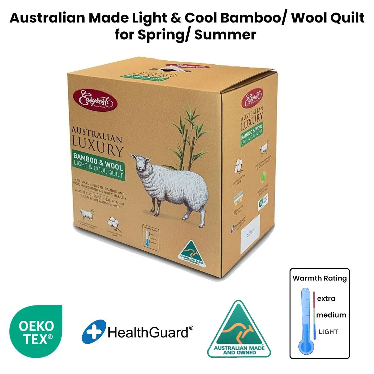 Easyrest Australian Made Light & Cool Bamboo / Wool Quilt for Spring/ Summer King - Image 3