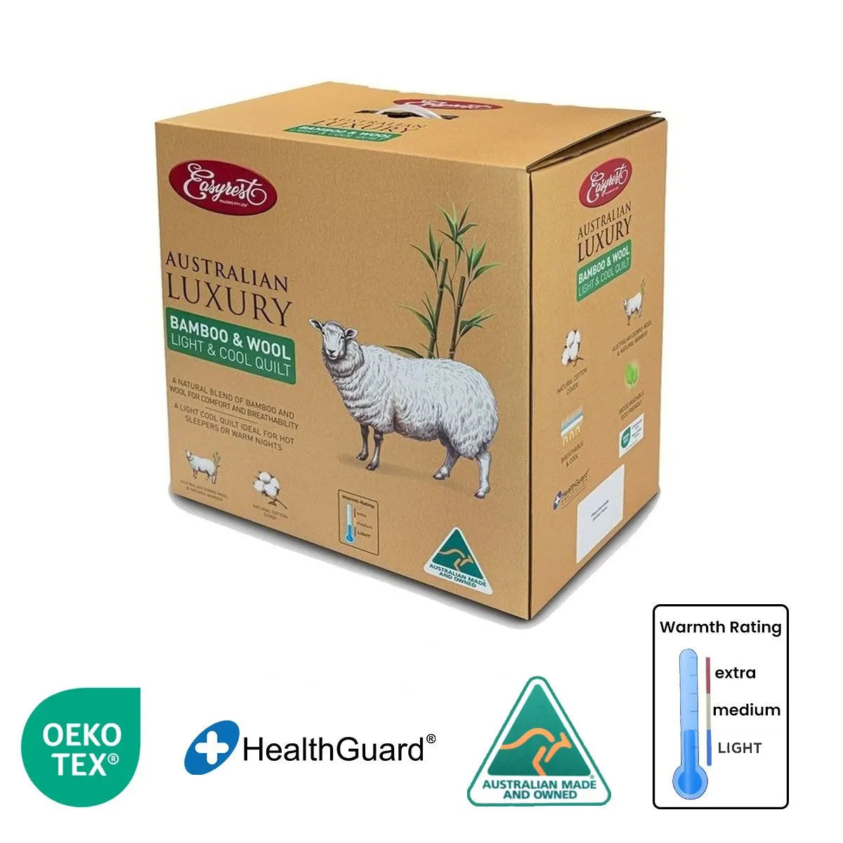 Easyrest Australian Made Light & Cool Bamboo / Wool Quilt for Spring/ Summer Super King - Image 2