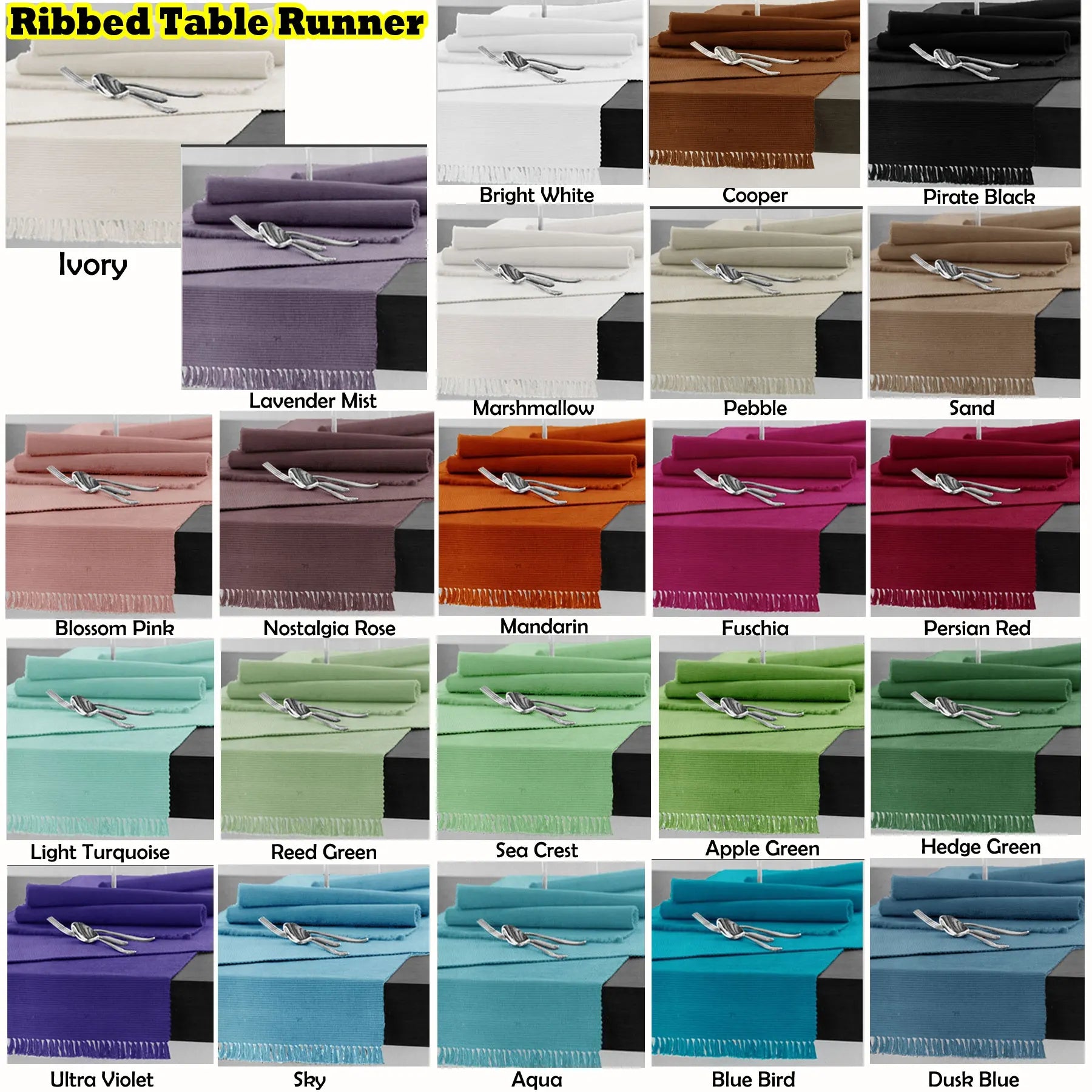 Hoydu Cotton Ribbed Table Runner 45cm x 200cm - ULTRA VIOLET - Image 2