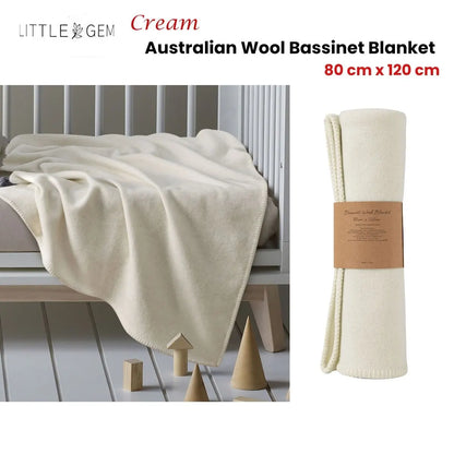 Little Gem Cream Australian Wool Bassinet Blanket 80 x 120 cm - Image 2