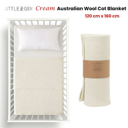 Little Gem Cream Australian Wool Cot Blanket 120 x 160 cm - Image 2