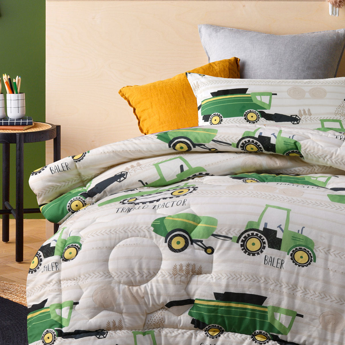 Happy Kids Country Harvest 2 Piece Washed Cotton Cover Comforter Set Single 160cm x 220cm - Image 3