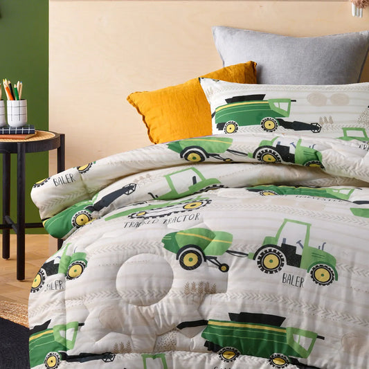 Happy Kids Country Harvest 2 Piece Washed Cotton Cover Comforter Set Single 160cm x 220cm - Image 3