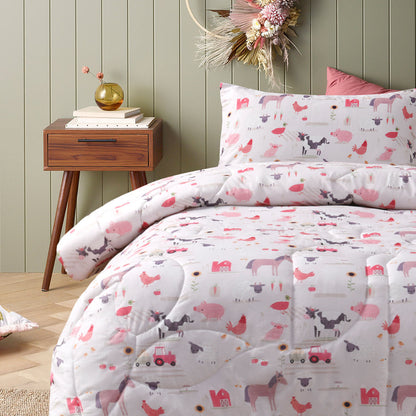 Happy Kids Farmyard Friends 2 Piece Washed Cotton Cover Comforter Set Single 160cm x 220cm - Image 3