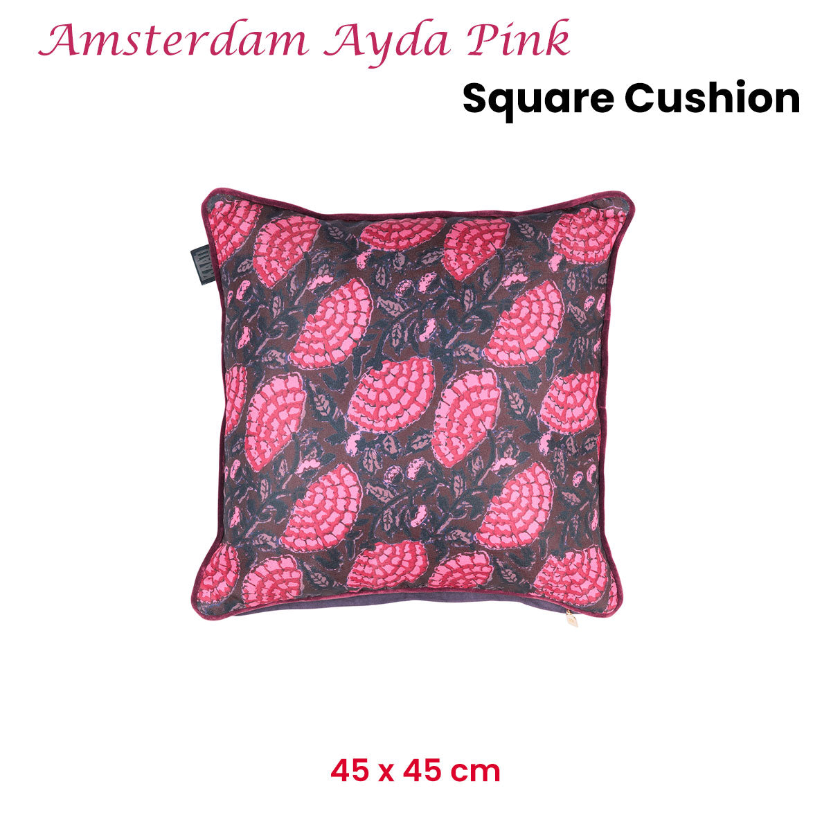 KAAT Amsterdam Ayda Pink Floral Square Filled Cushion 45cm x 45cm - Image 2