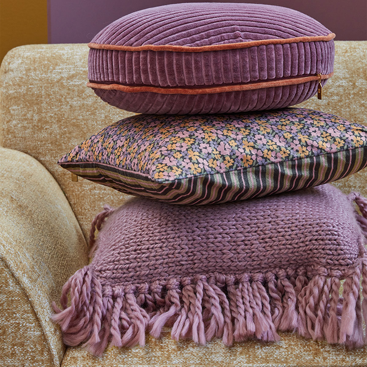 KAAT Amsterdam Jonine Lilac Square Filled Cushion 45cm x 45cm - Image 4