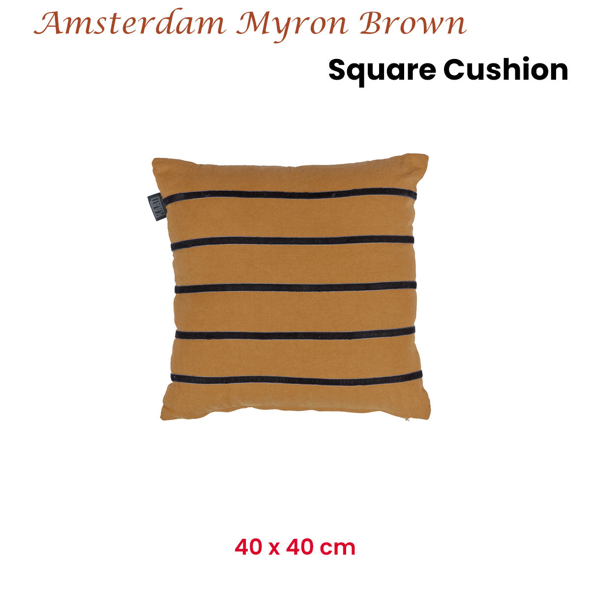 KAAT Amsterdam Myron Brown Stripe Square Filled Cushion 40cm x 40cm - Image 2