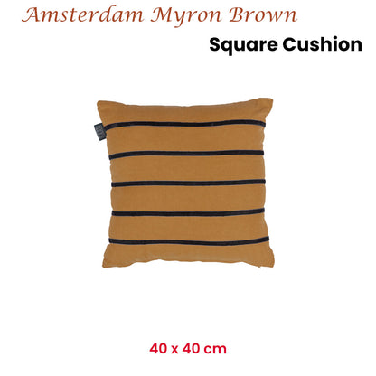 KAAT Amsterdam Myron Brown Stripe Square Filled Cushion 40cm x 40cm - Image 2