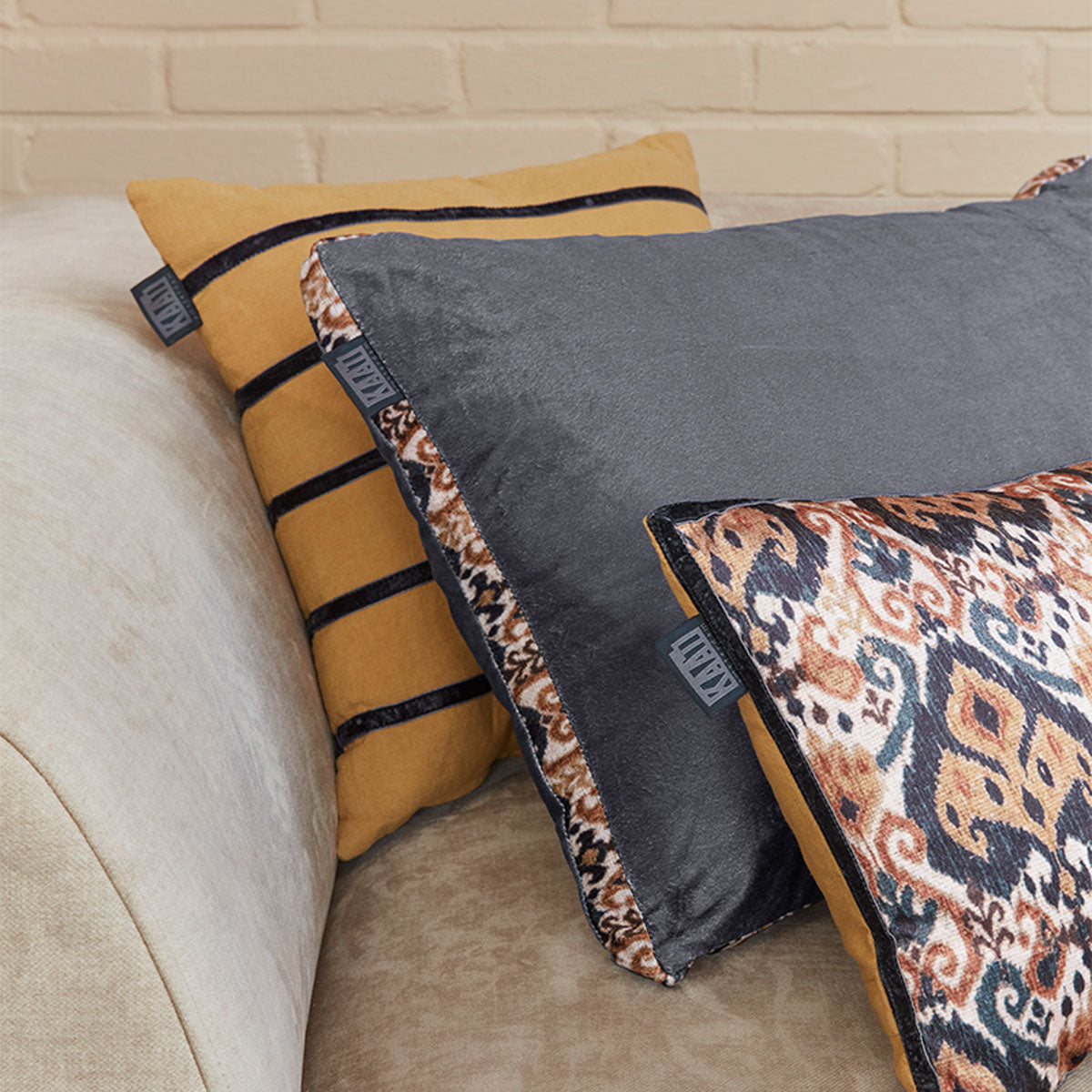 KAAT Amsterdam Myron Brown Stripe Square Filled Cushion 40cm x 40cm - Image 4