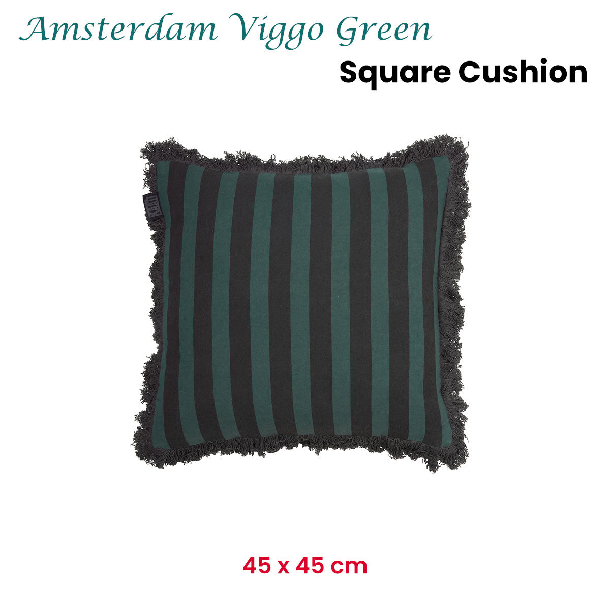 KAAT Amsterdam Viggo Green Stripe Square Filled Cushion 45cm x 45cm - Image 2