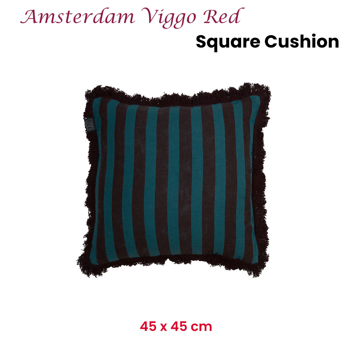 KAAT Amsterdam Viggo Red Stripe Square Filled Cushion 45cm x 45cm - Image 2
