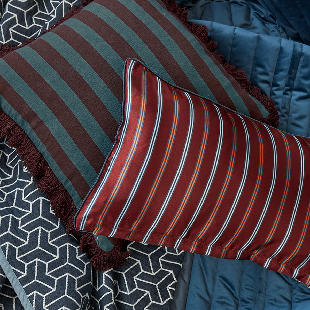 KAAT Amsterdam Viggo Red Stripe Square Filled Cushion 45cm x 45cm - Image 5
