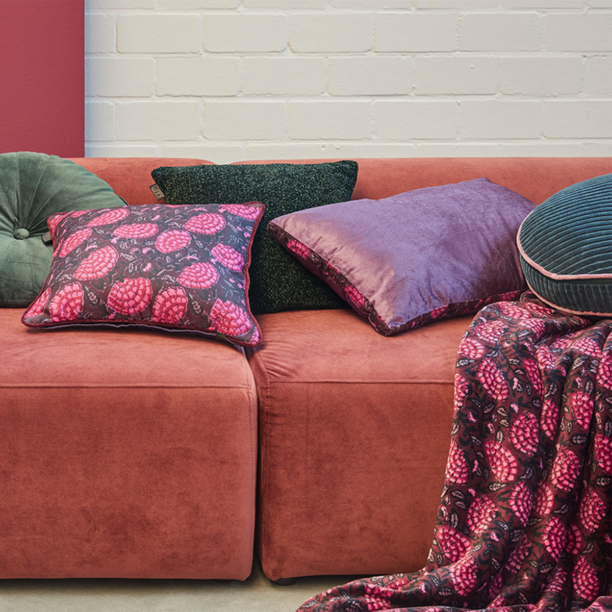 KAAT Amsterdam Boline Aubergine Velvet Oblong Filled Cushion 40cm x 60cm - Image 4