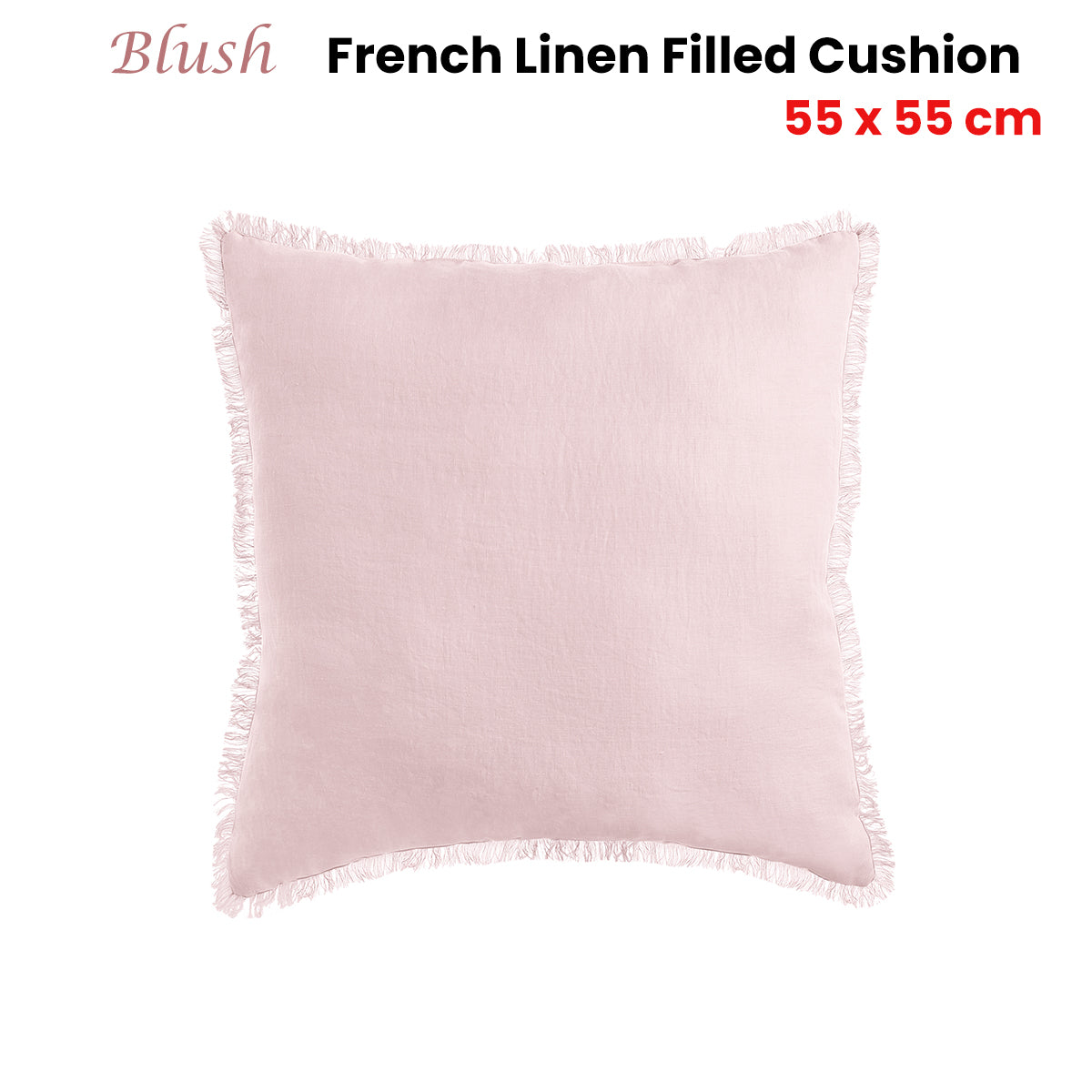 Vintage Design Homewares Blush French Linen Filled Cushion Square - 55cm x 55cm - Image 2