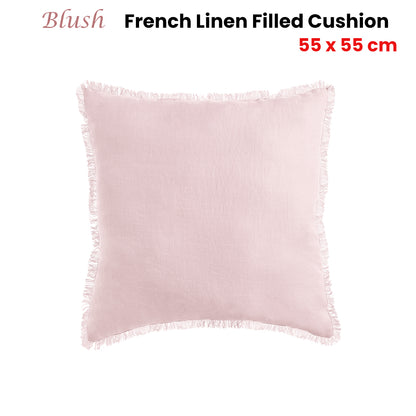 Vintage Design Homewares Blush French Linen Filled Cushion Square - 55cm x 55cm - Image 2