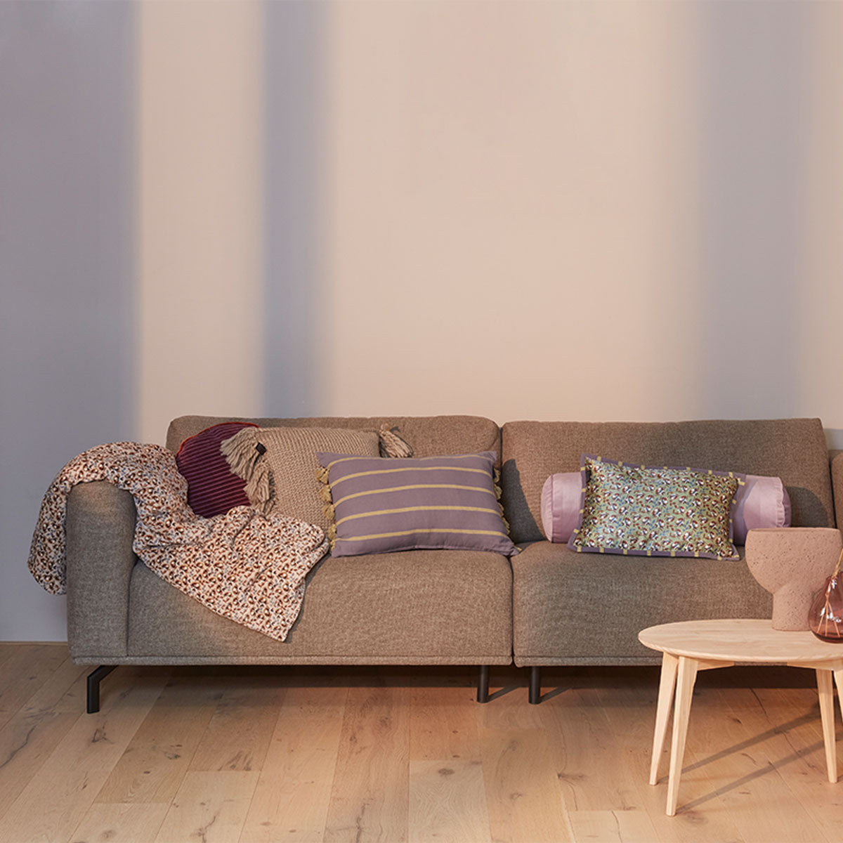KAAT Amsterdam Jelke Mauve Stripes Oblong Filled Cushion 40cm x 60cm - Image 5