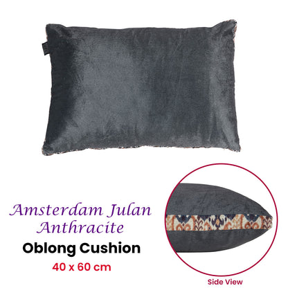 KAAT Amsterdam Julan Anthracite Velvet Oblong Filled Cushion 40cm x 60cm - Image 2