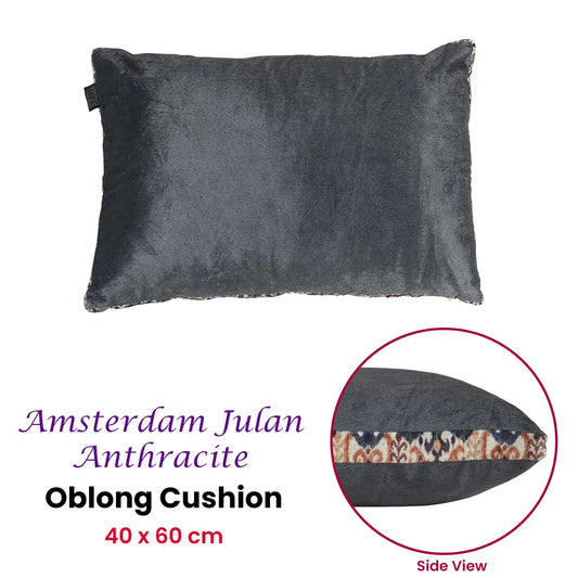 KAAT Amsterdam Julan Anthracite Velvet Oblong Filled Cushion 40cm x 60cm - Image 2