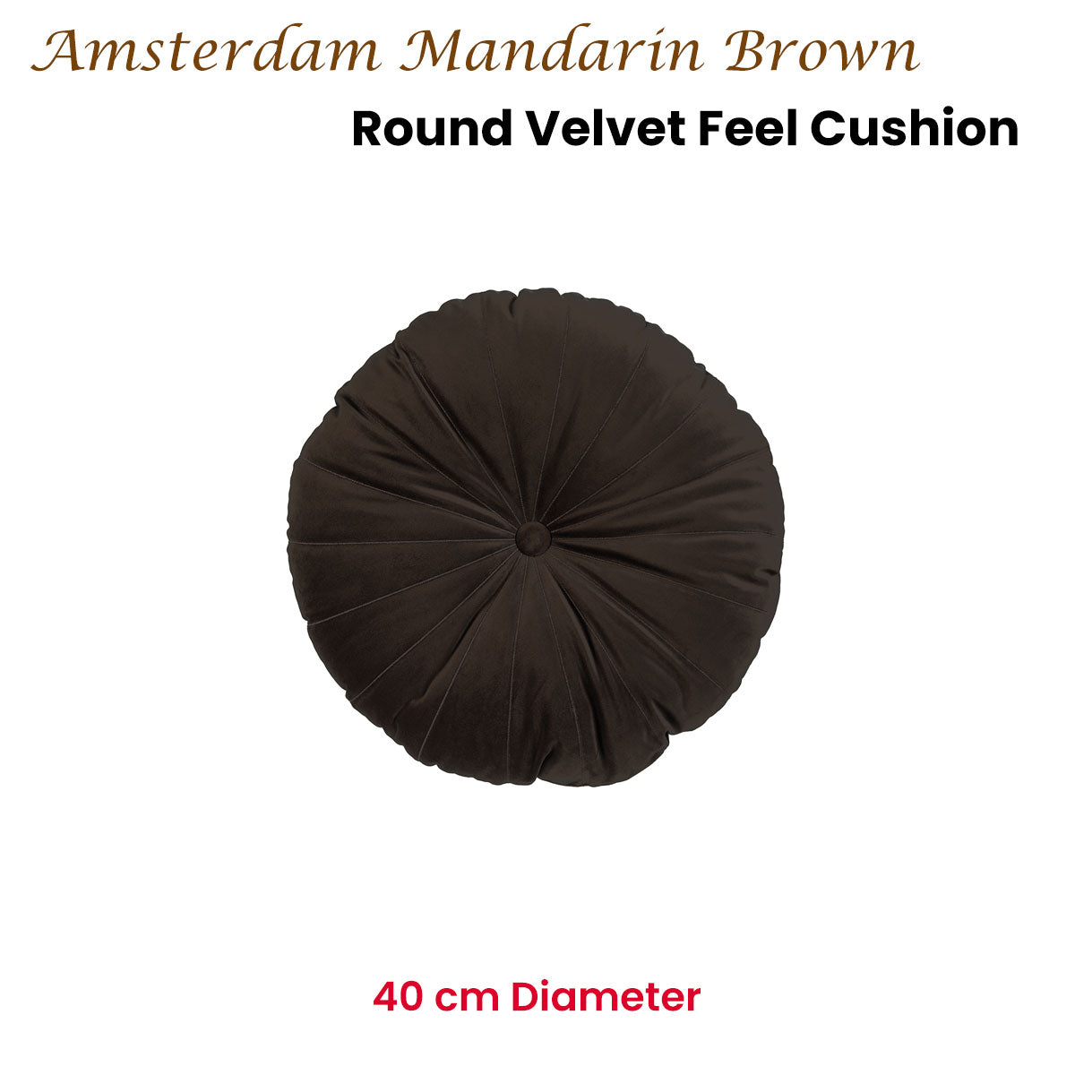 KAAT Amsterdam Mandarin Brown Round Filled Cushion 40cm Diameter - Image 2