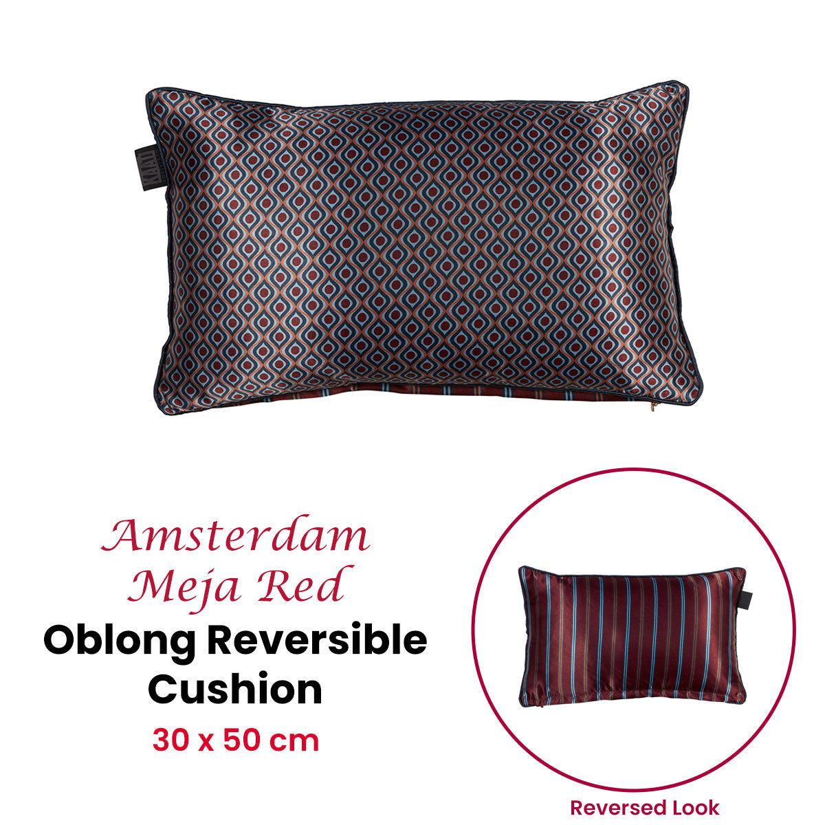 KAAT Amsterdam Meja Red Reversible Oblong Filled Cushion 30cm x 50cm - Image 2
