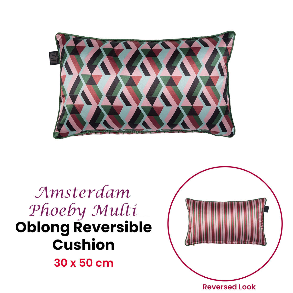 KAAT Amsterdam Phoeby Multi Reversible Oblong Filled Cushion 30cm x 50cm - Image 2
