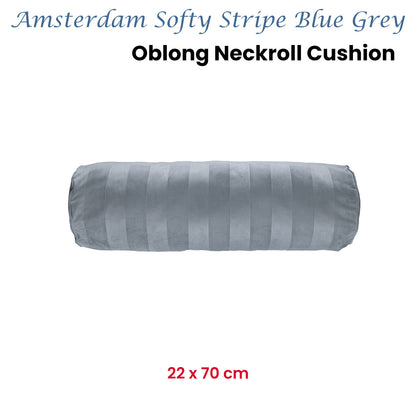 KAAT Amsterdam Softy Stripe Blue Grey Oblong Neckroll Filled Cushion 22cm x 70cm - Image 2