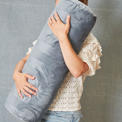 KAAT Amsterdam Softy Stripe Blue Grey Oblong Neckroll Filled Cushion 22cm x 70cm - Image 4