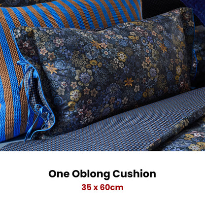 PIP Studio Tutti i Fiori Dark Blue Cotton Cover Oblong Cushion 35cm x 60cm - Image 2