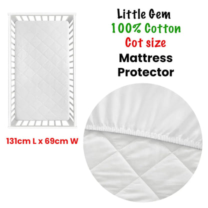 Little Gem 100% Cotton Cot Mattress Protector - Image 2
