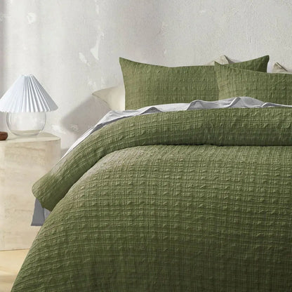 Accessorize Augusta Olive Crinkled Look Quilt Cover Set King - Image 3