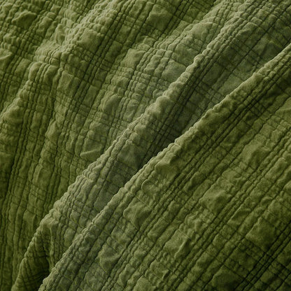 Accessorize Augusta Olive Crinkled Look Quilt Cover Set Queen - Image 4