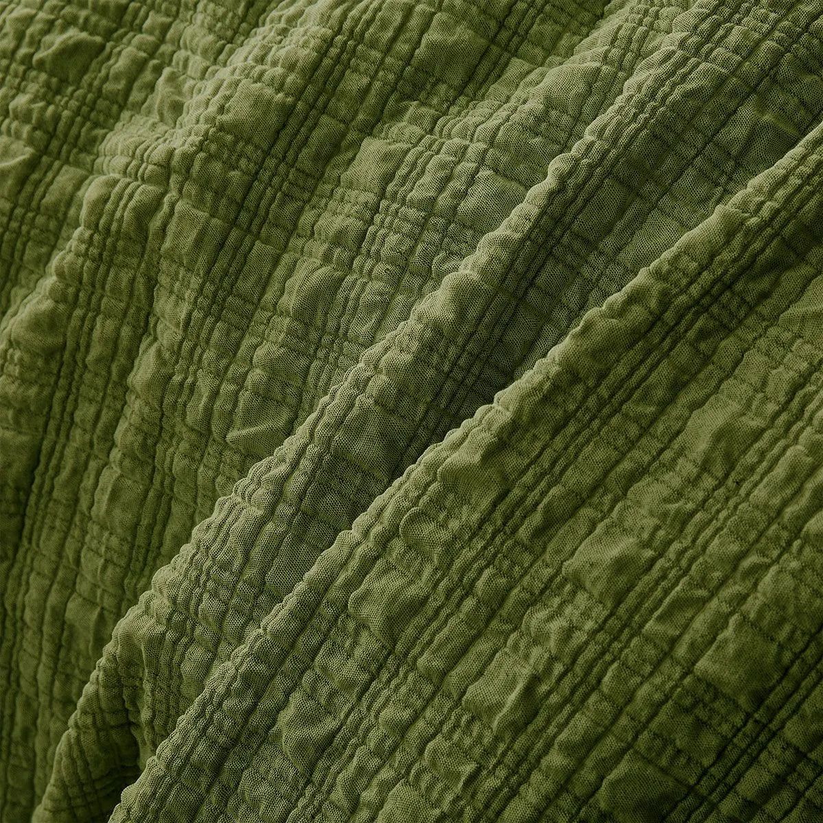 Accessorize Augusta Olive Crinkled Look Quilt Cover Set Single - Image 4